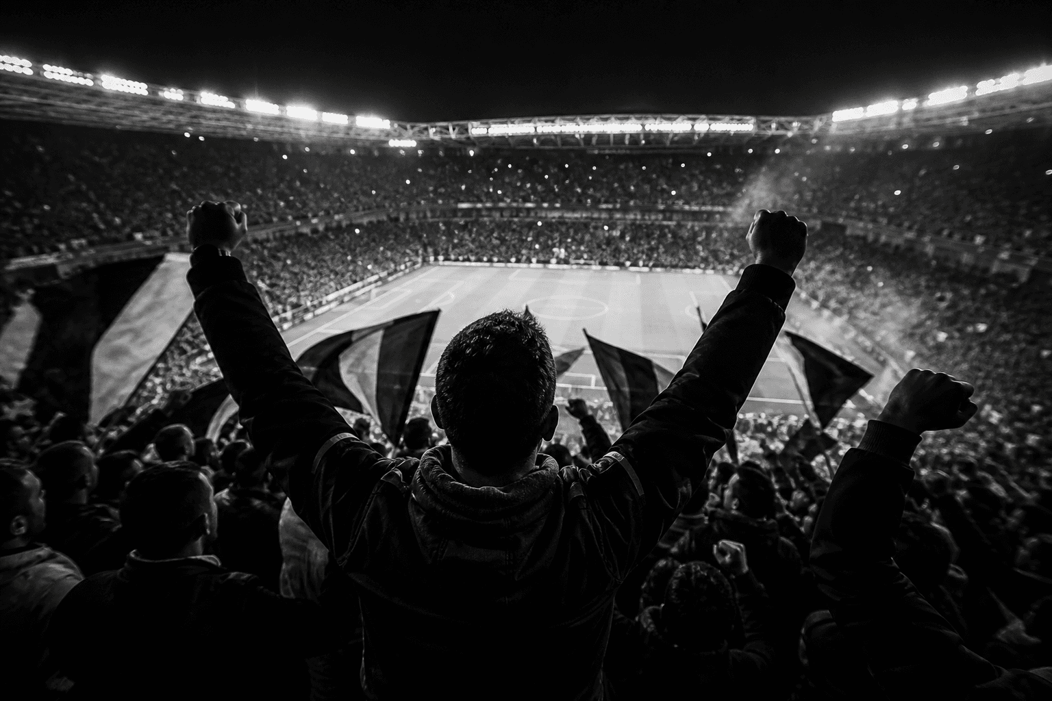 Siyah-beyaz tribün atmosferi — Beşiktaş taraftar deneyimi