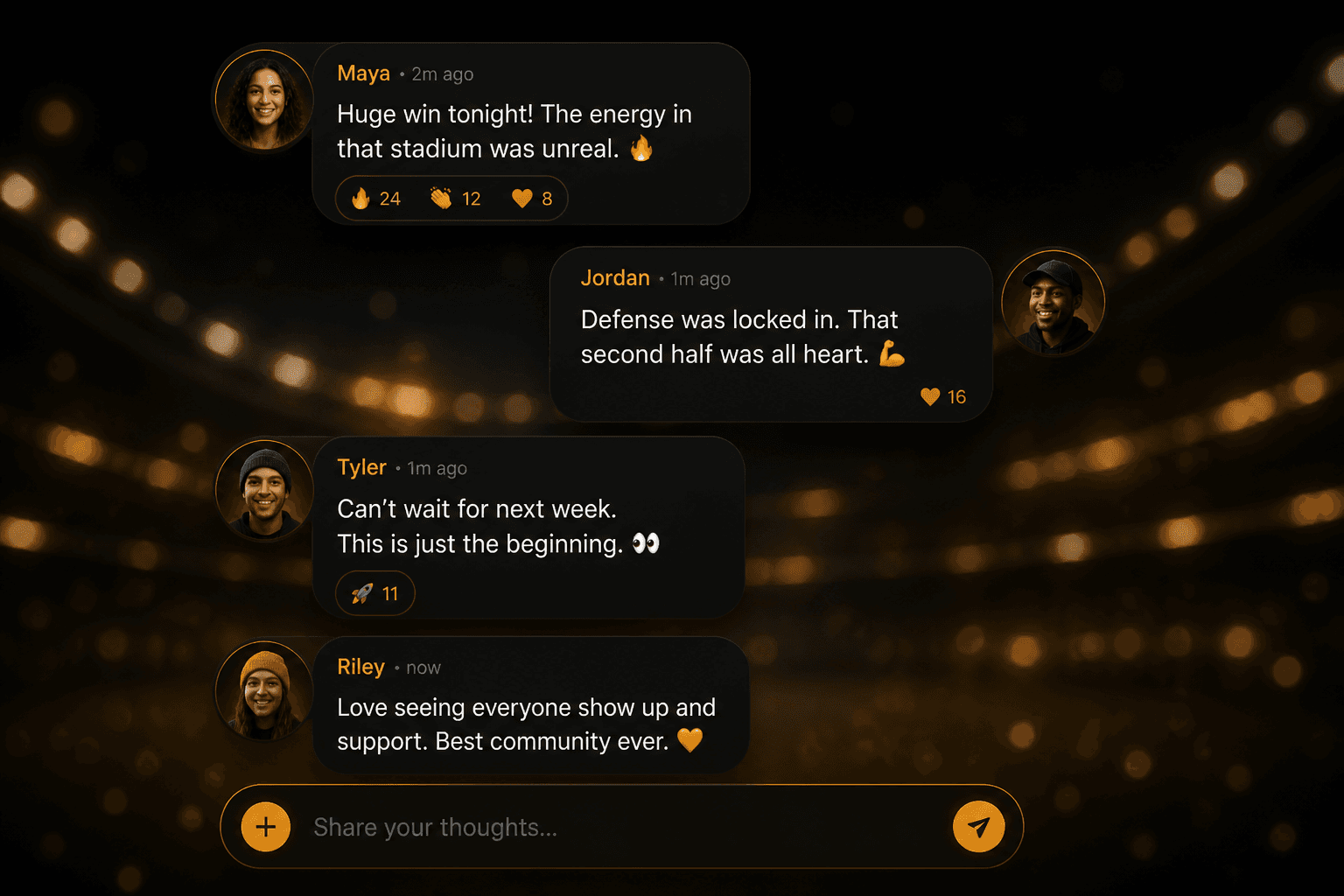 Taraftar App — Özellik sohbet